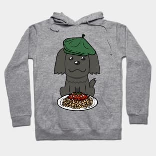 Dog eating Spaghetti - black sheepdog Hoodie